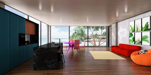 Rainbow colored open space