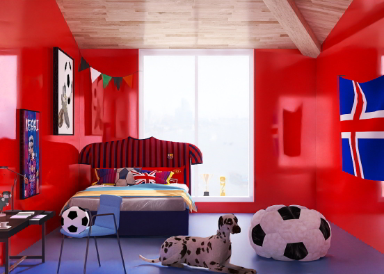 Soccer Kids Room Design Rendering