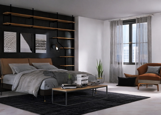 Industrial Bedroom  Design Rendering
