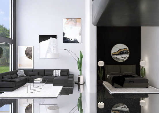 Black Modern Bedroom  Design Rendering