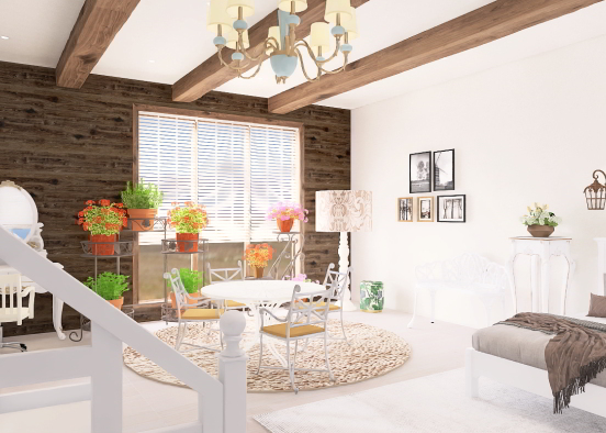 country style bedroom  Design Rendering