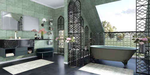 Elegant Bathroom💚🖤💚