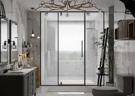 # marble dark bathroom  Renderização de Design