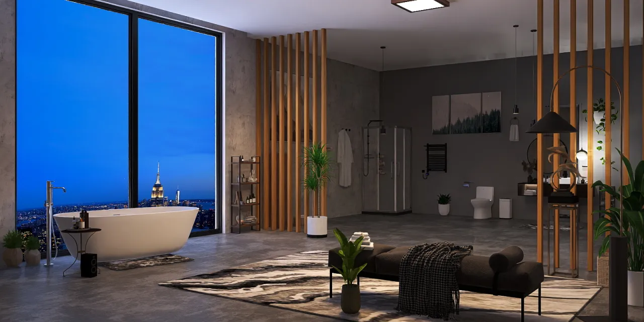 a large bathroom with a large tub and a large window 