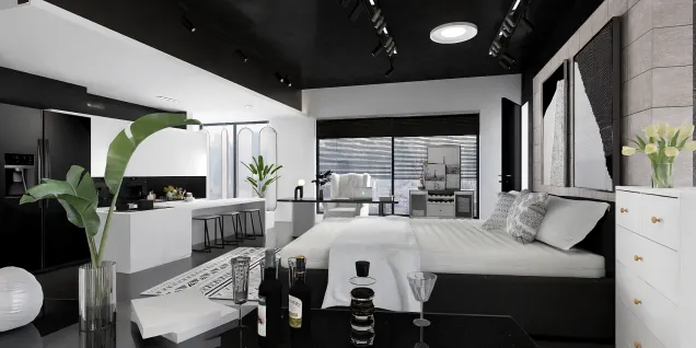 Bachelor's pad in black and white. 