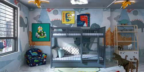 Quarto para garotos no tema Dinossauro. 💙