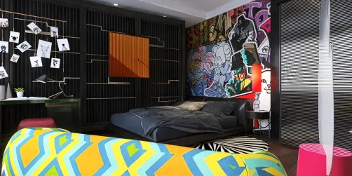 graphically designed bedroom