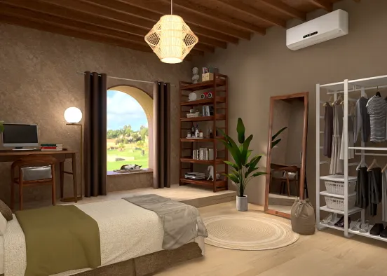 Earth tone bedroom. Design Rendering