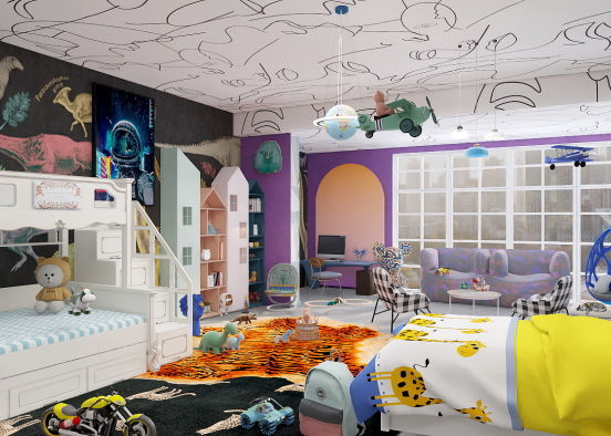 Kids Room Design Rendering