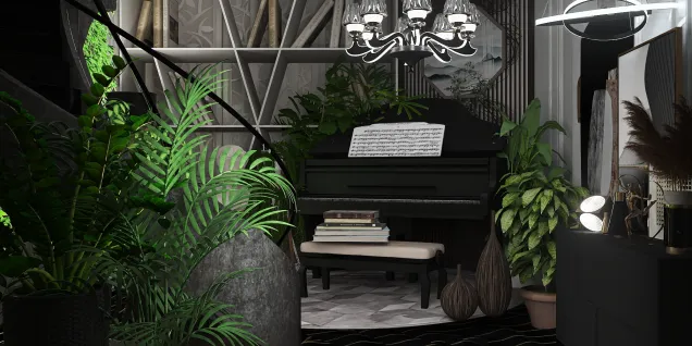 Modern Piano Room Beside of the Stairs