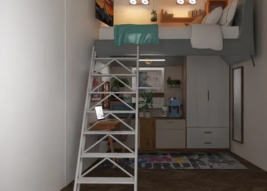 Small Loft Space Living Design Rendering