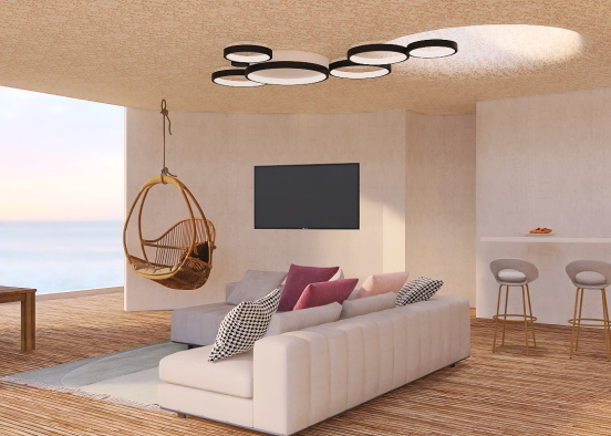 Simple coastal living room ☀️🌊 Design Rendering