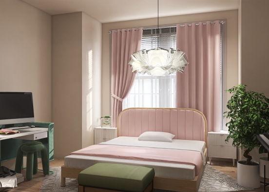 Bright fun color bedroom Design Rendering