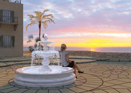“woman sitting beside a beach” Design Rendering