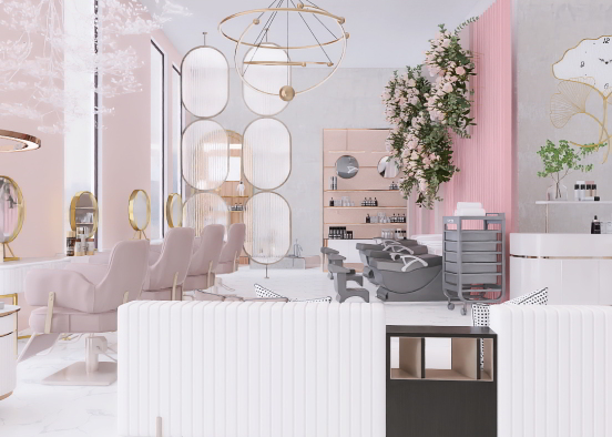 Day in a pinkish Salon Design Rendering