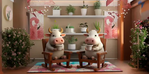 Ma and Pa Pig rocking their morning coffee