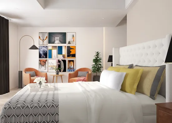 cozy contemporary bedroom Design Rendering