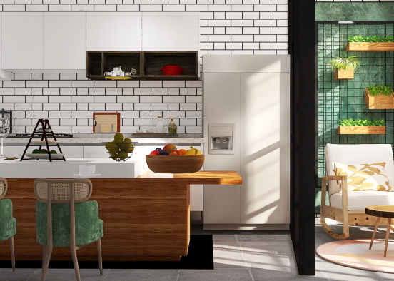 Kitchen and balcony Design Rendering