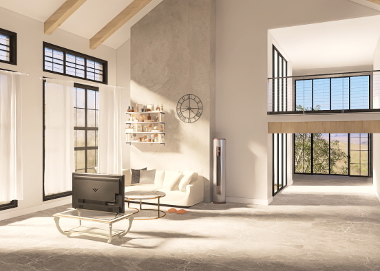 Simple Elegant Living room Design Rendering