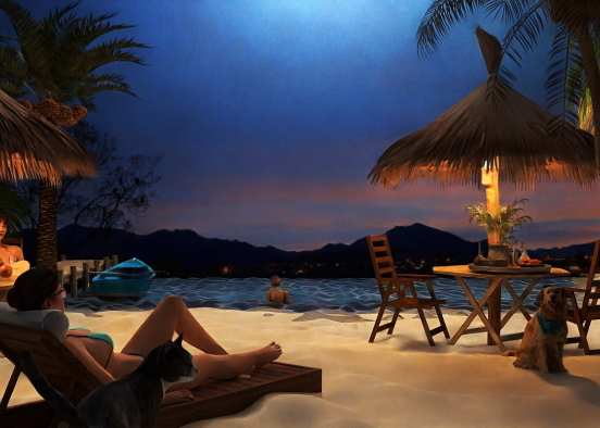 Cancun beach 🏝️ Night  Design Rendering