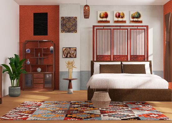 Screen Series : Oriental Bedroom  Design Rendering