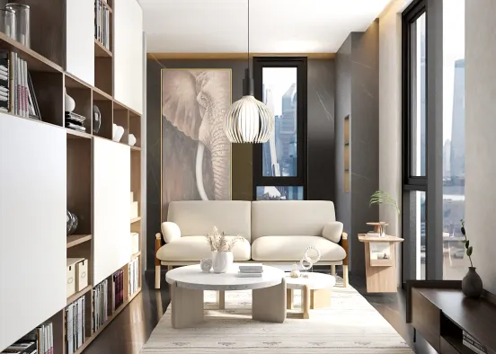 Rectangular living room idea 💡 Design Rendering