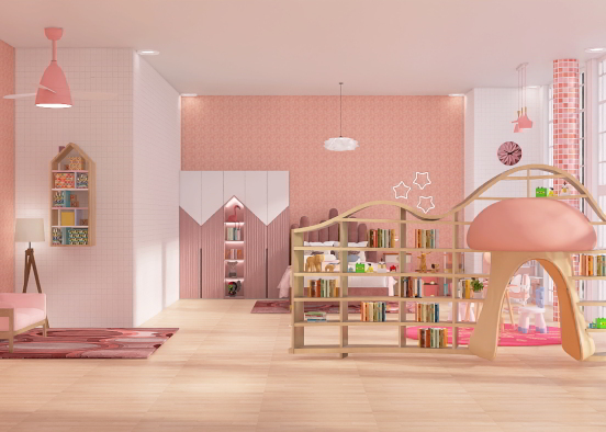 Pink Kiddie Room Design Rendering
