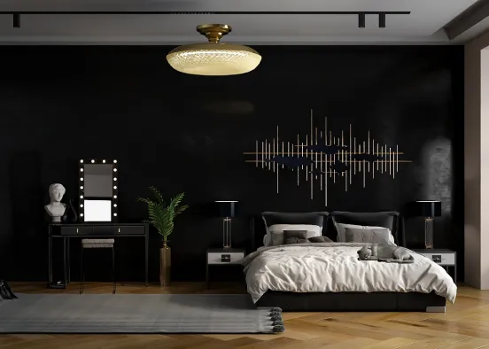 Dark Elegant Bedroom Design Rendering
