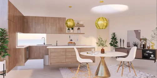 Modern oak and marble kitchen 