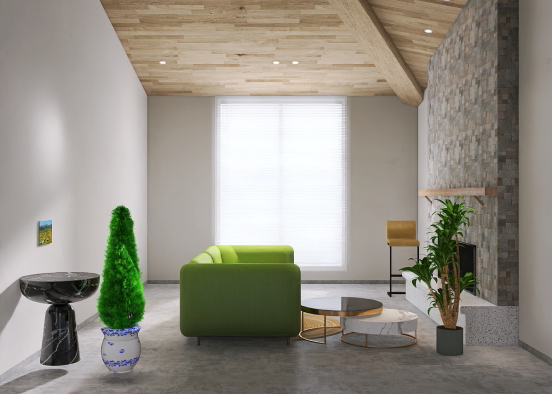 A green naturalistic modern living space  Design Rendering