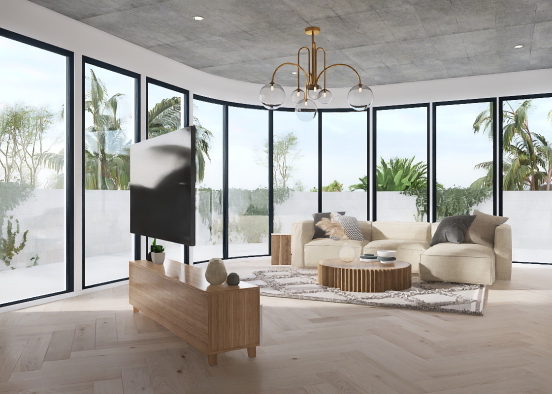 Open Living Room Design Rendering