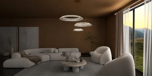 Mocha Mousse Minimalist living room 