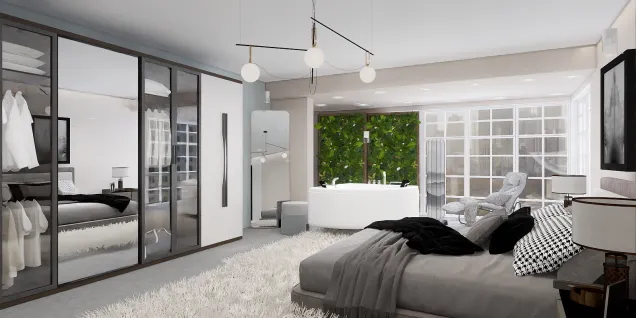 Grey bedroom with jacuzzi en-suite 
