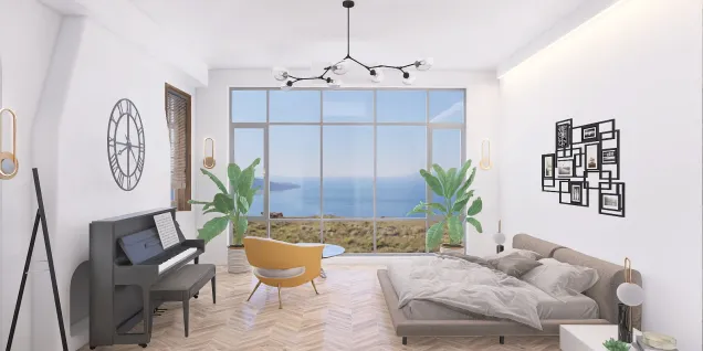 Contemporary sea-view apartment bedroom 
