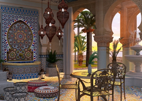 Patio con estilo marroquí  Design Rendering