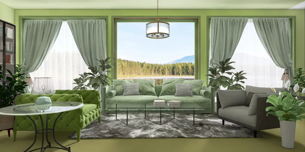 a living room with a couch, table, and window 