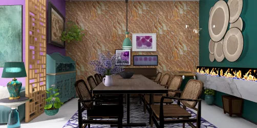 Purple Teal Earth tones Dinning Room 
