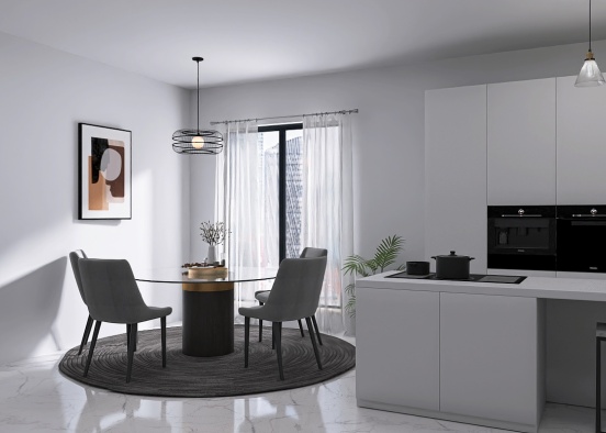 Apartments Dining and Kitchen Design Rendering