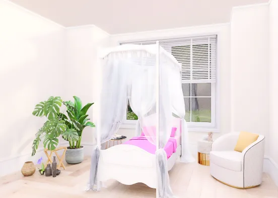 Bright white room for girl Design Rendering