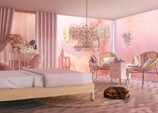 Aesthetic Sunset Bedroom  Design Rendering