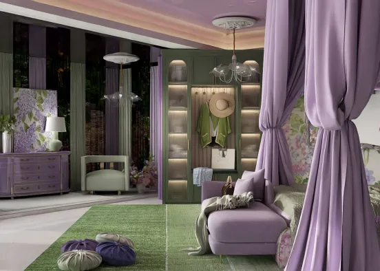 # Lavender Elegance Bedroom Renderização de Design