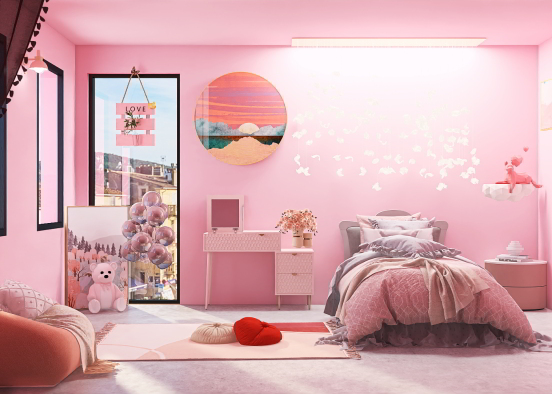 Pink Bedroom  Design Rendering