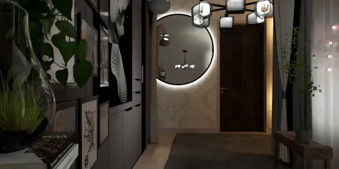 hallway design featuring modern lighting and wall decor, enhancing space with a stylish touch, utilizing Homestyler's real-time 3D rendering functionality.