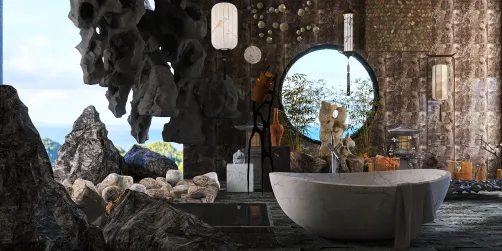 Ancient Chinese Marble Cave bathroom!