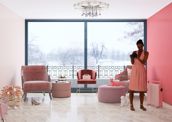 ♡ Pink Blush Living Room ♡ Design Rendering