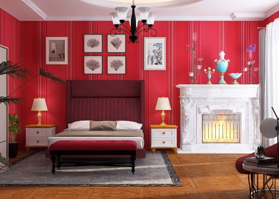 weekly room with fireplace  Design Rendering