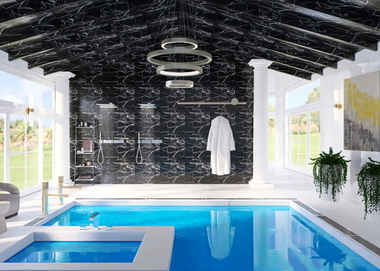 modern indoor heated pool and jacuzzi  Design Rendering