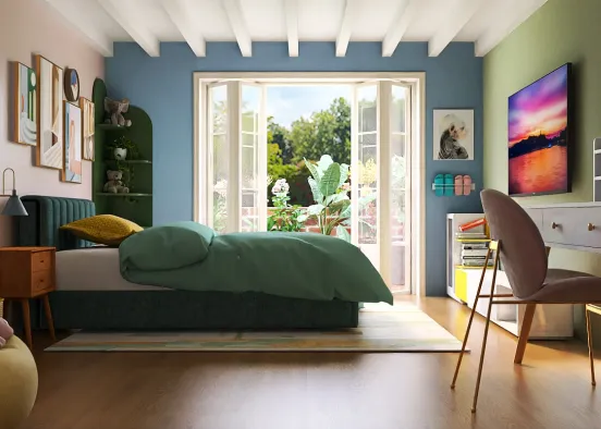 Pastel Bedroom Design Rendering