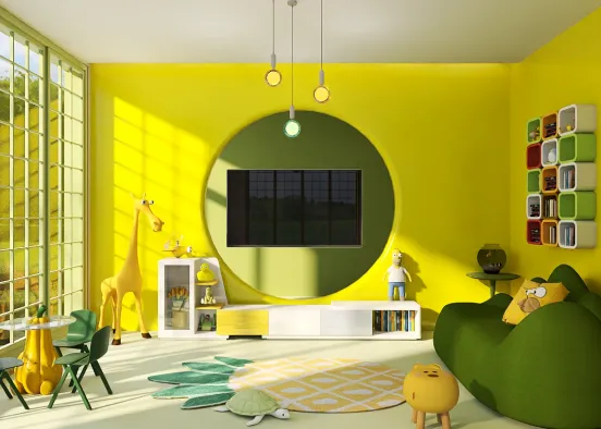 Yellow and green children play room Design Rendering