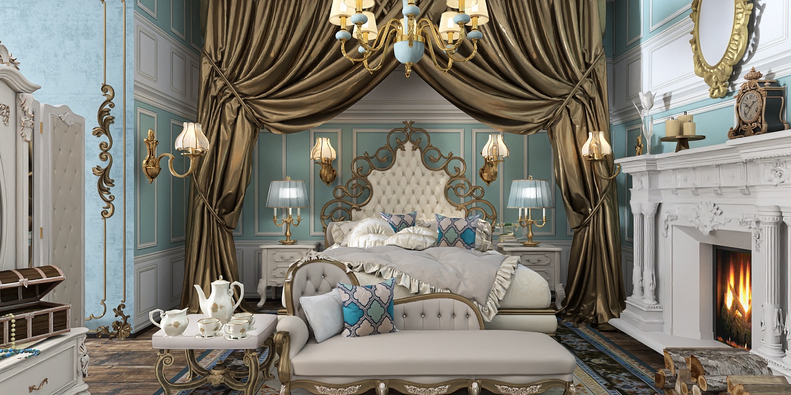 This is my rococo style bedroom 
